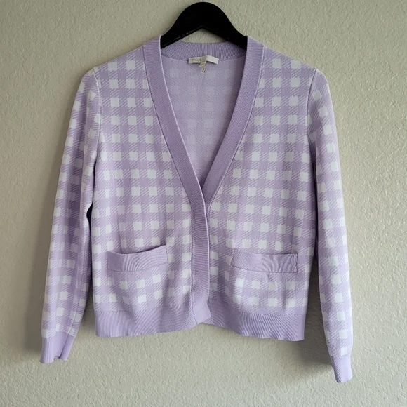Maje | Sweaters | Maje Checkered Jacquard Purple Cardigan Size 2 